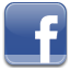 Facebook logo with a blue background and white 'f' icon.