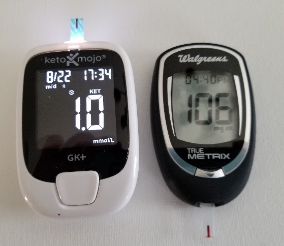 blood ketone and glucose monitors with readings
