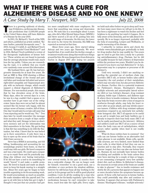 Article by Dr Mary Newport in 2008 on Alzheimer's and ketones